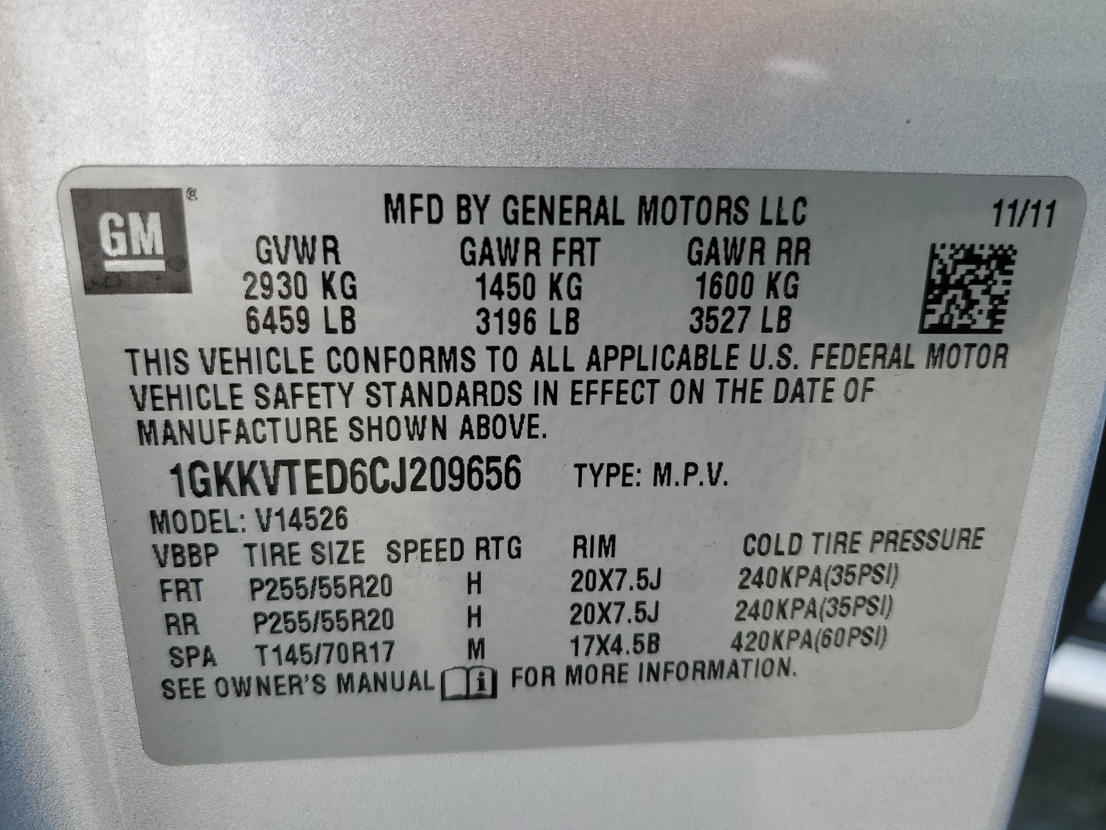 1GKKVTED6CJ209656 2012 GMC Acadia Denali