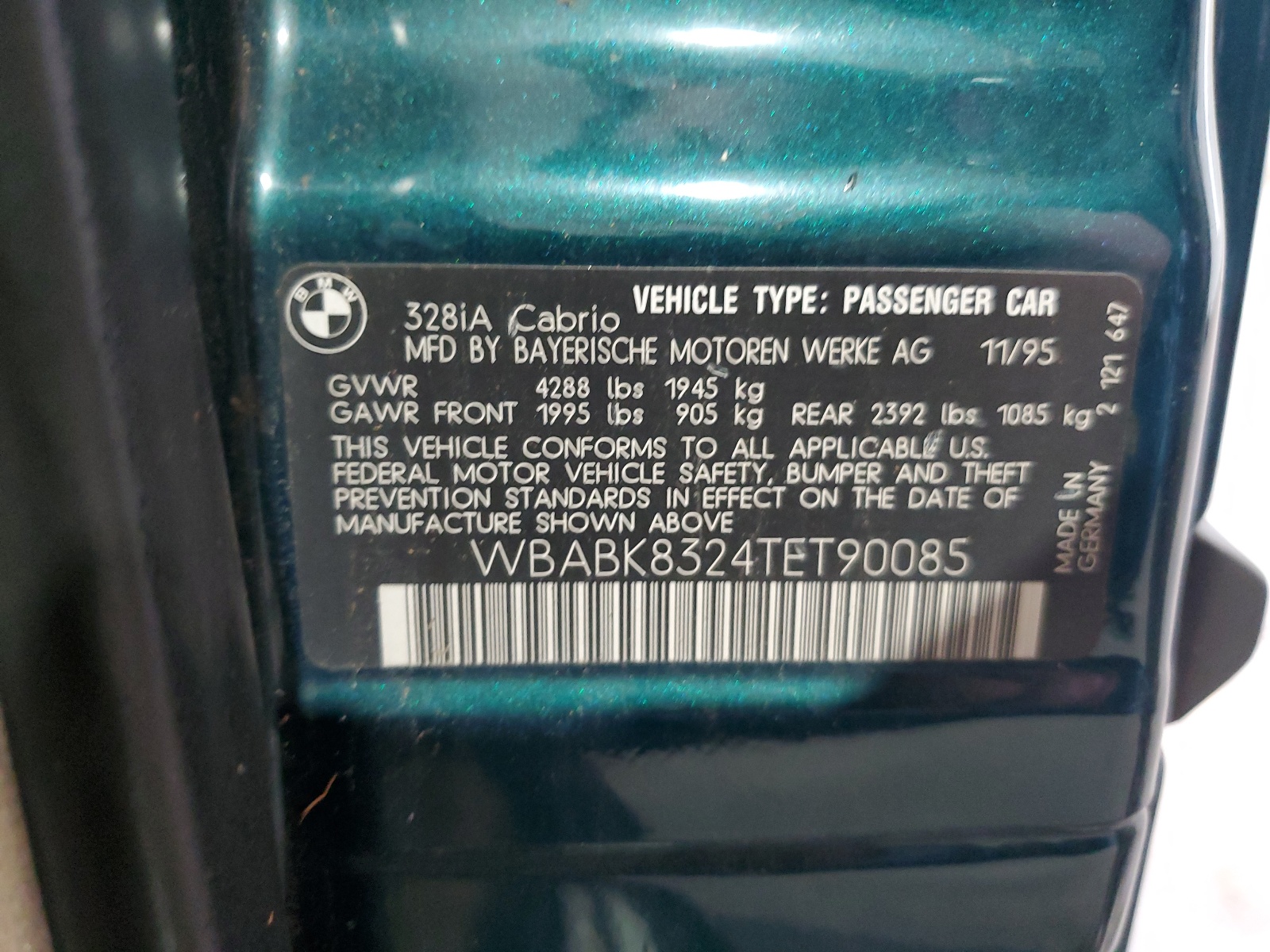 WBABK8324TET90085 1996 BMW 328 Ic Automatic