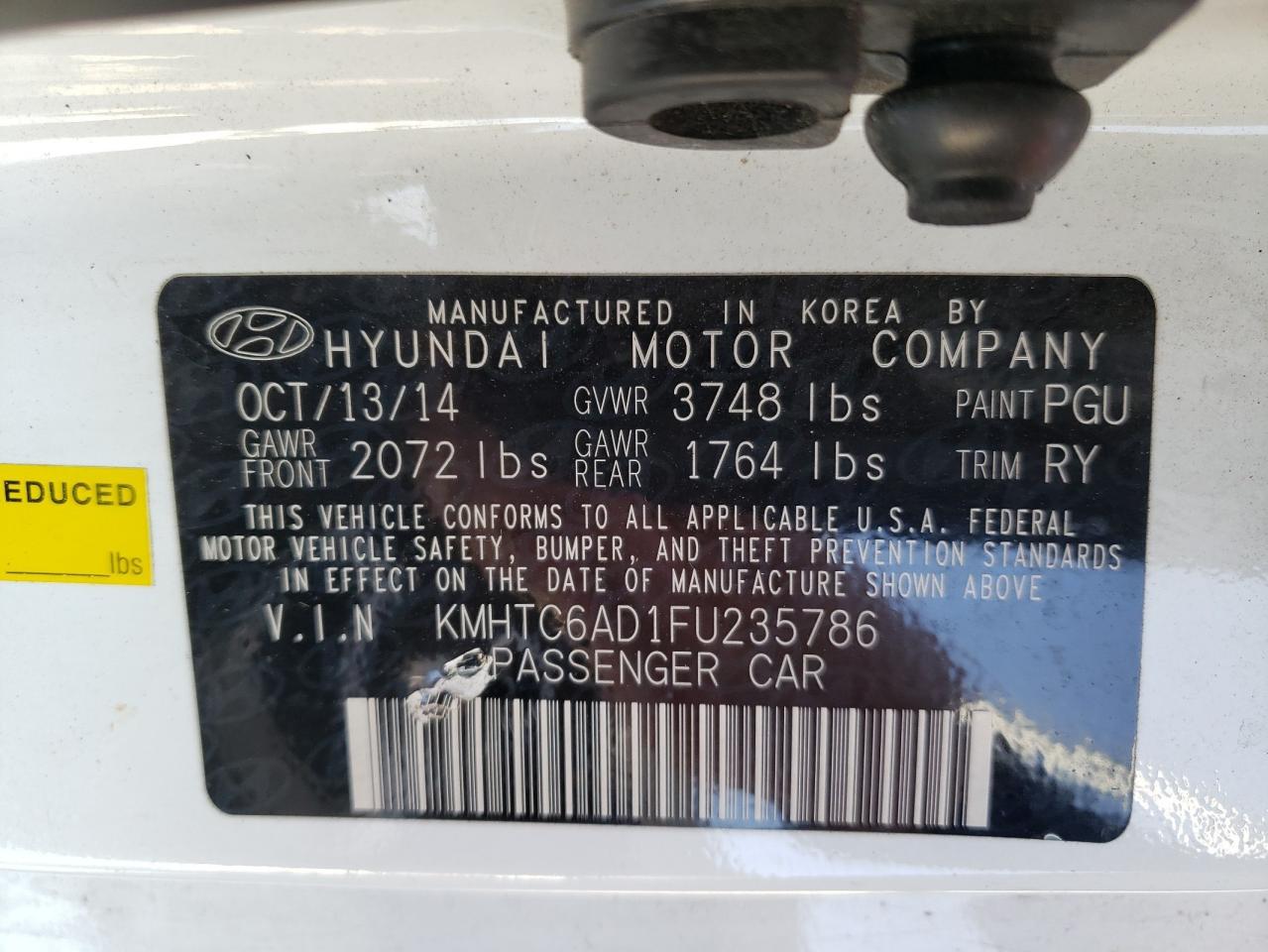 KMHTC6AD1FU235786 2015 Hyundai Veloster