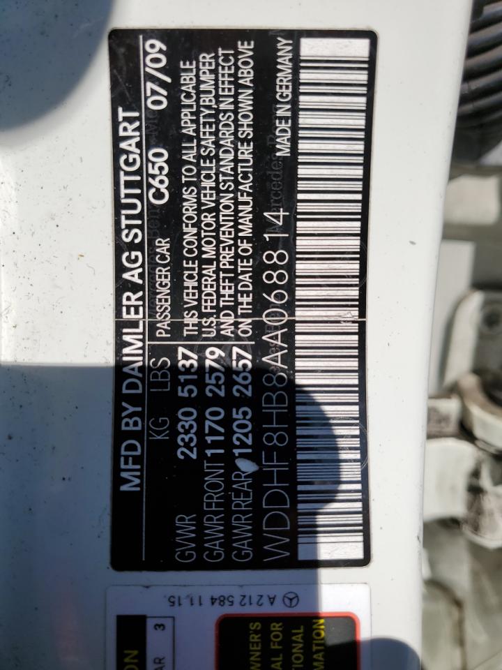 2010 Mercedes-Benz E 350 4Matic VIN: WDDHF8HB8AA068814 Lot: 56210264