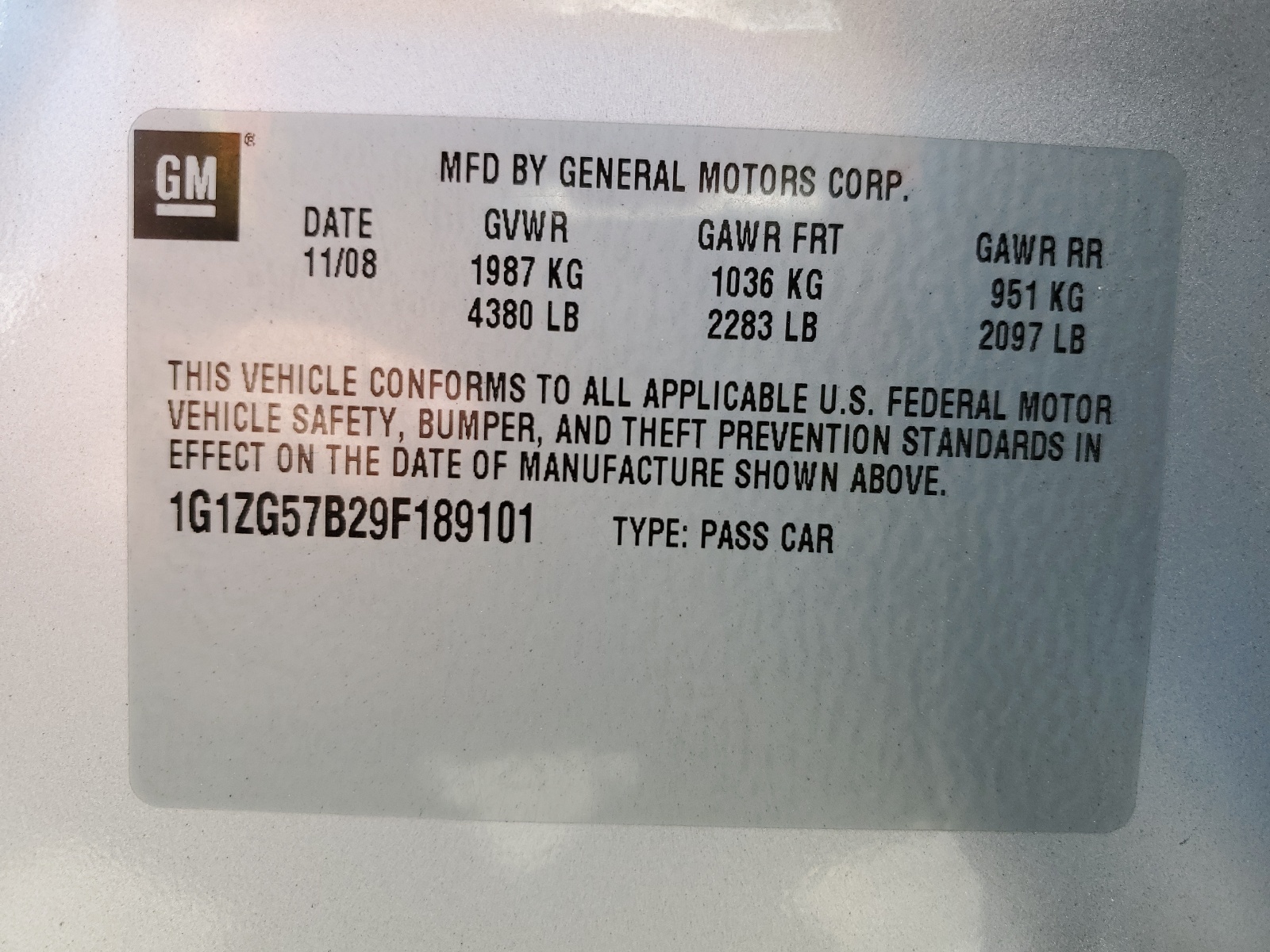 1G1ZG57B29F189101 2009 Chevrolet Malibu Ls