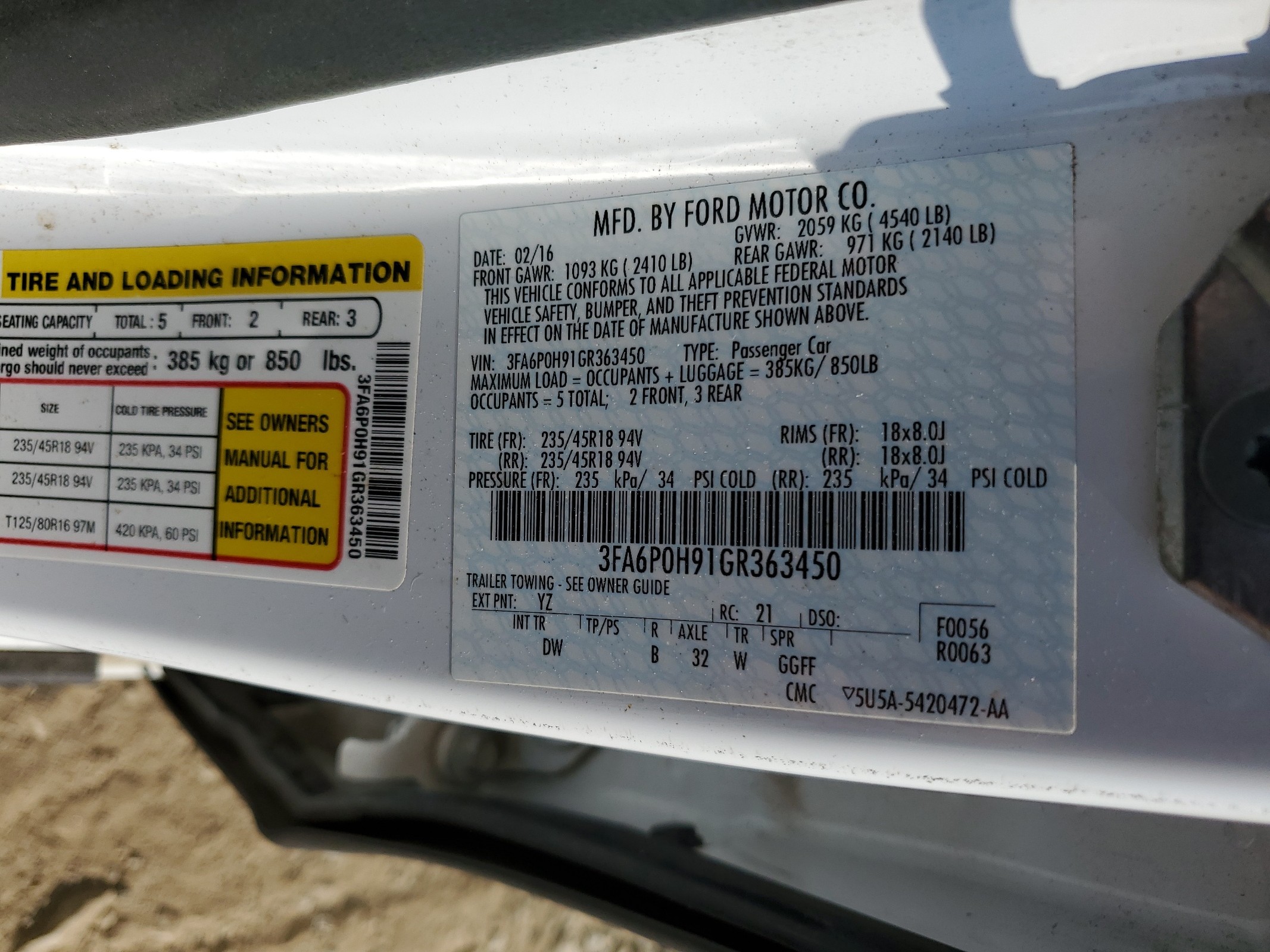 3FA6P0H91GR363450 2016 Ford Fusion Se