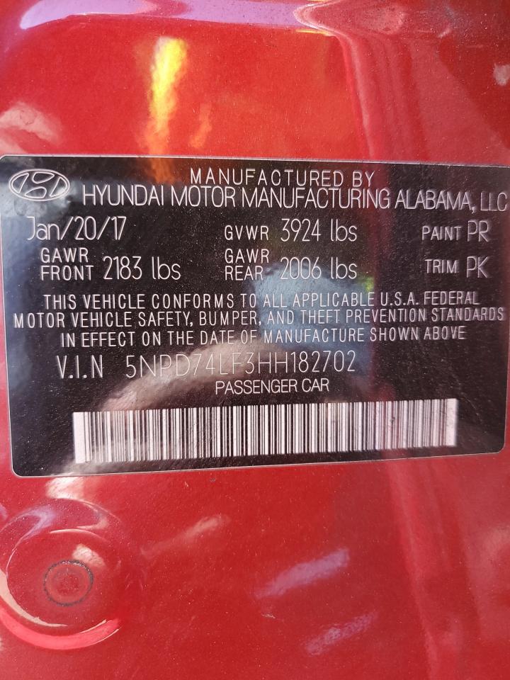 2017 Hyundai Elantra Se VIN: 5NPD74LF3HH182702 Lot: 57706604