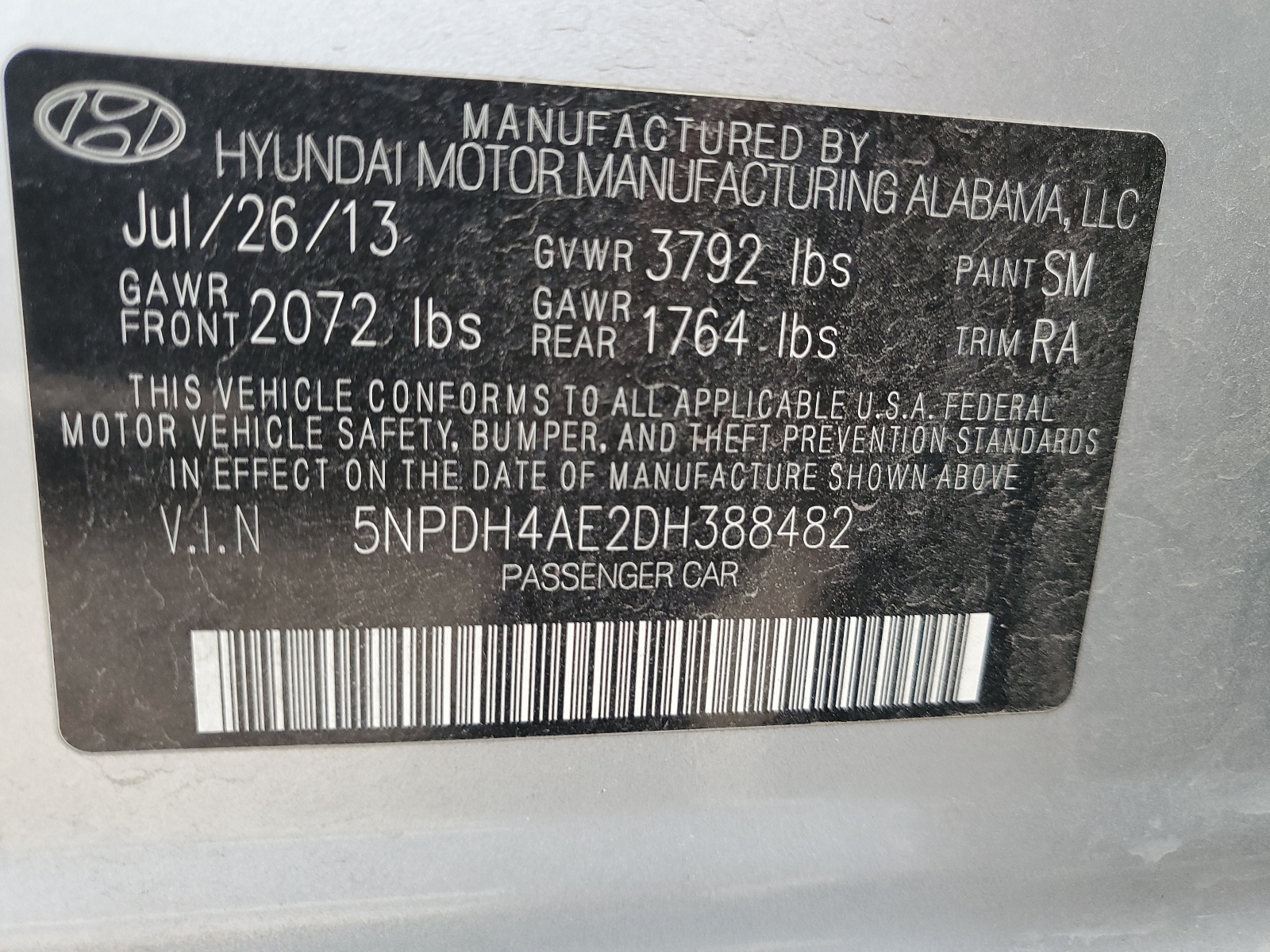 5NPDH4AE2DH388482 2013 Hyundai Elantra Gls