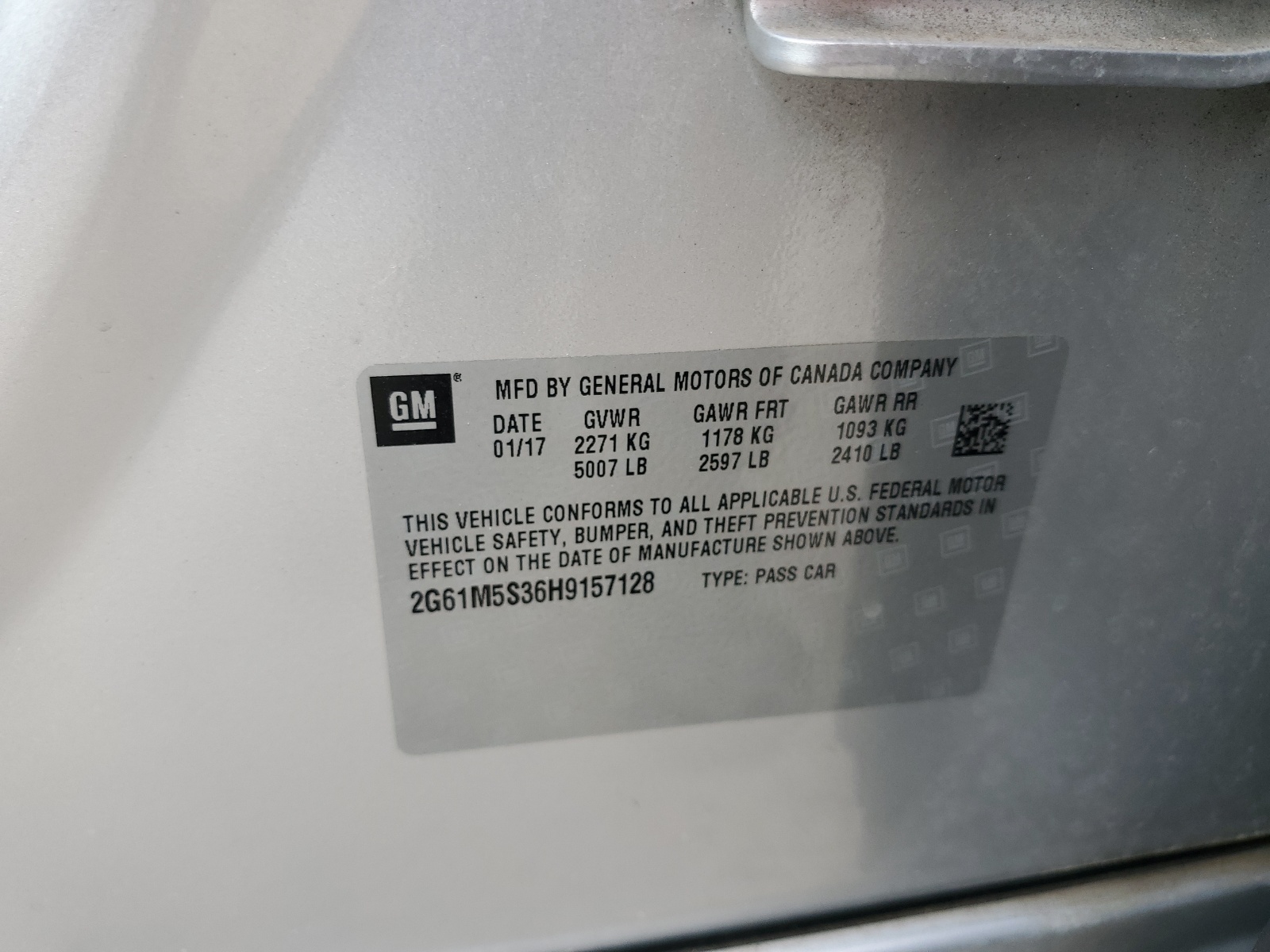 2G61M5S36H9157128 2017 Cadillac Xts Luxury