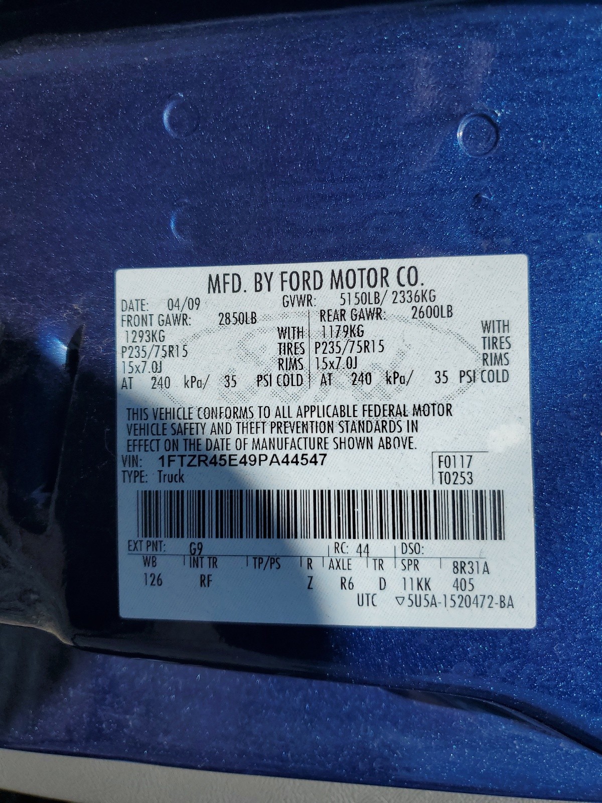 1FTZR45E49PA44547 2009 Ford Ranger Super Cab