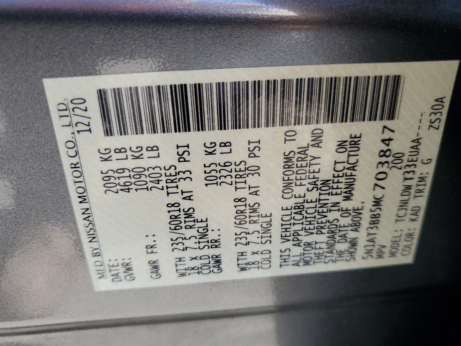 5N1AT3BB5MC703847 2021 Nissan Rogue Sv