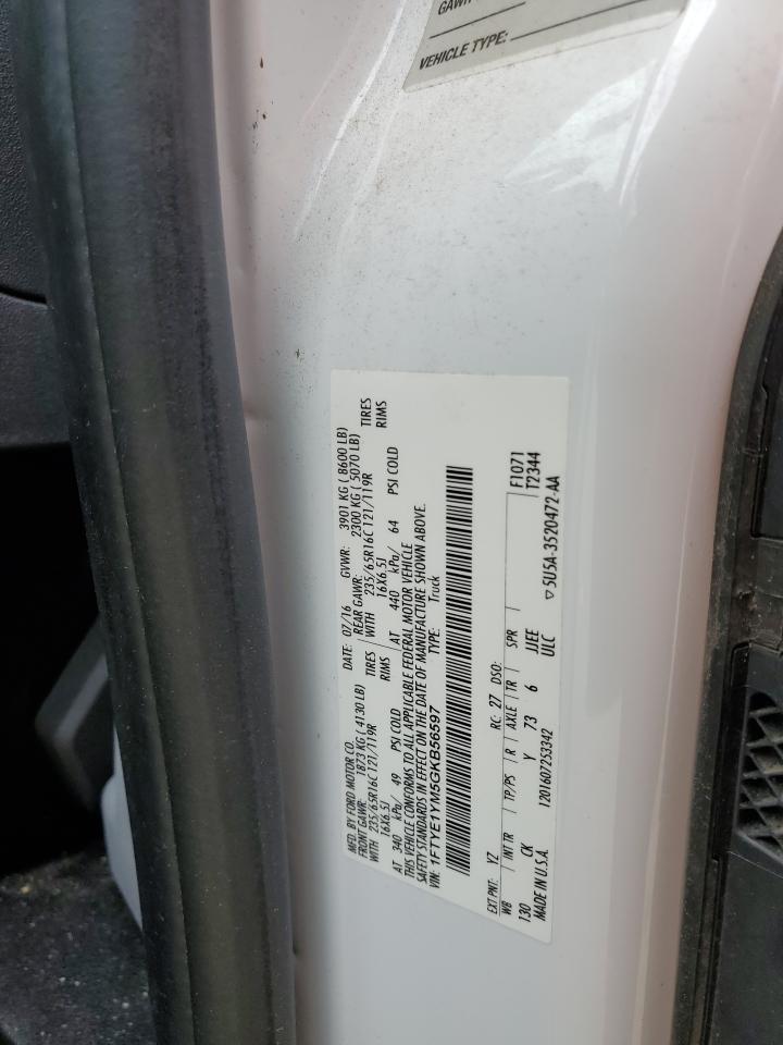 2016 Ford Transit T-150 VIN: 1FTYE1YM5GKB56597 Lot: 58149544