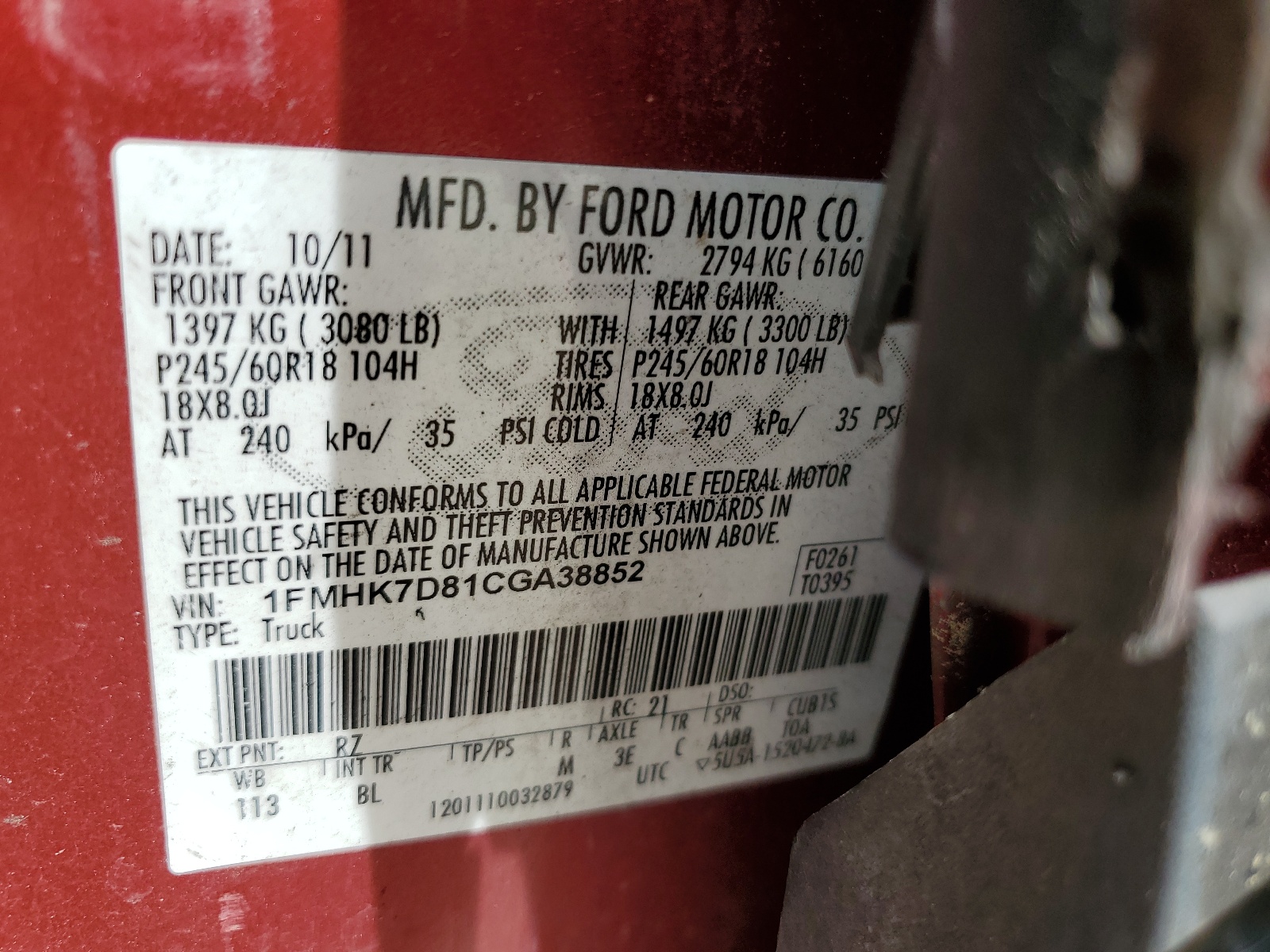 1FMHK7D81CGA38852 2012 Ford Explorer Xlt