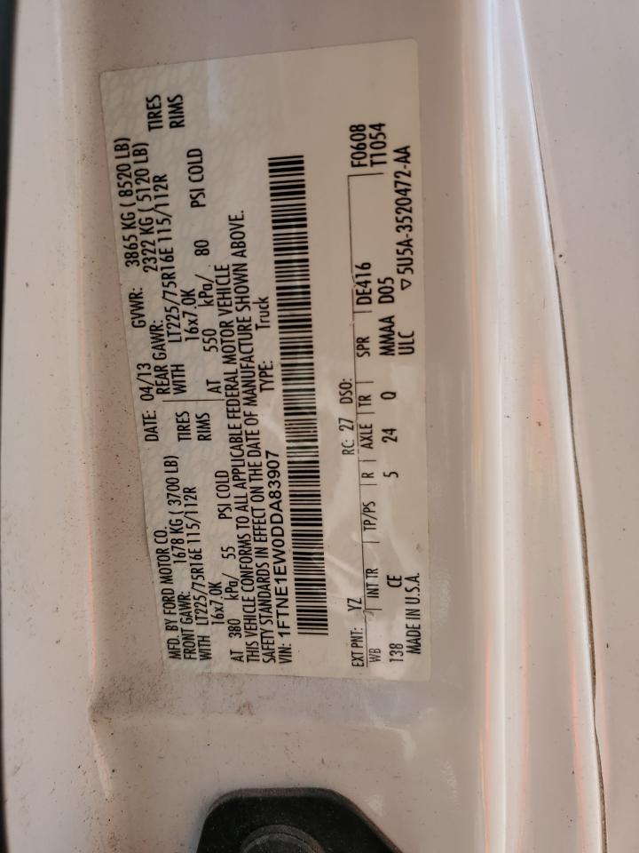 2013 Ford Econoline E150 Van VIN: 1FTNE1EW0DDA83907 Lot: 57357944