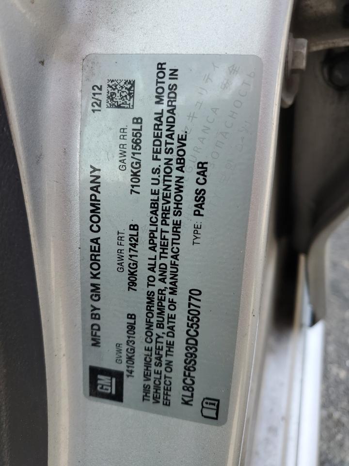 2013 Chevrolet Spark 2Lt VIN: KL8CF6S93DC550770 Lot: 58965674