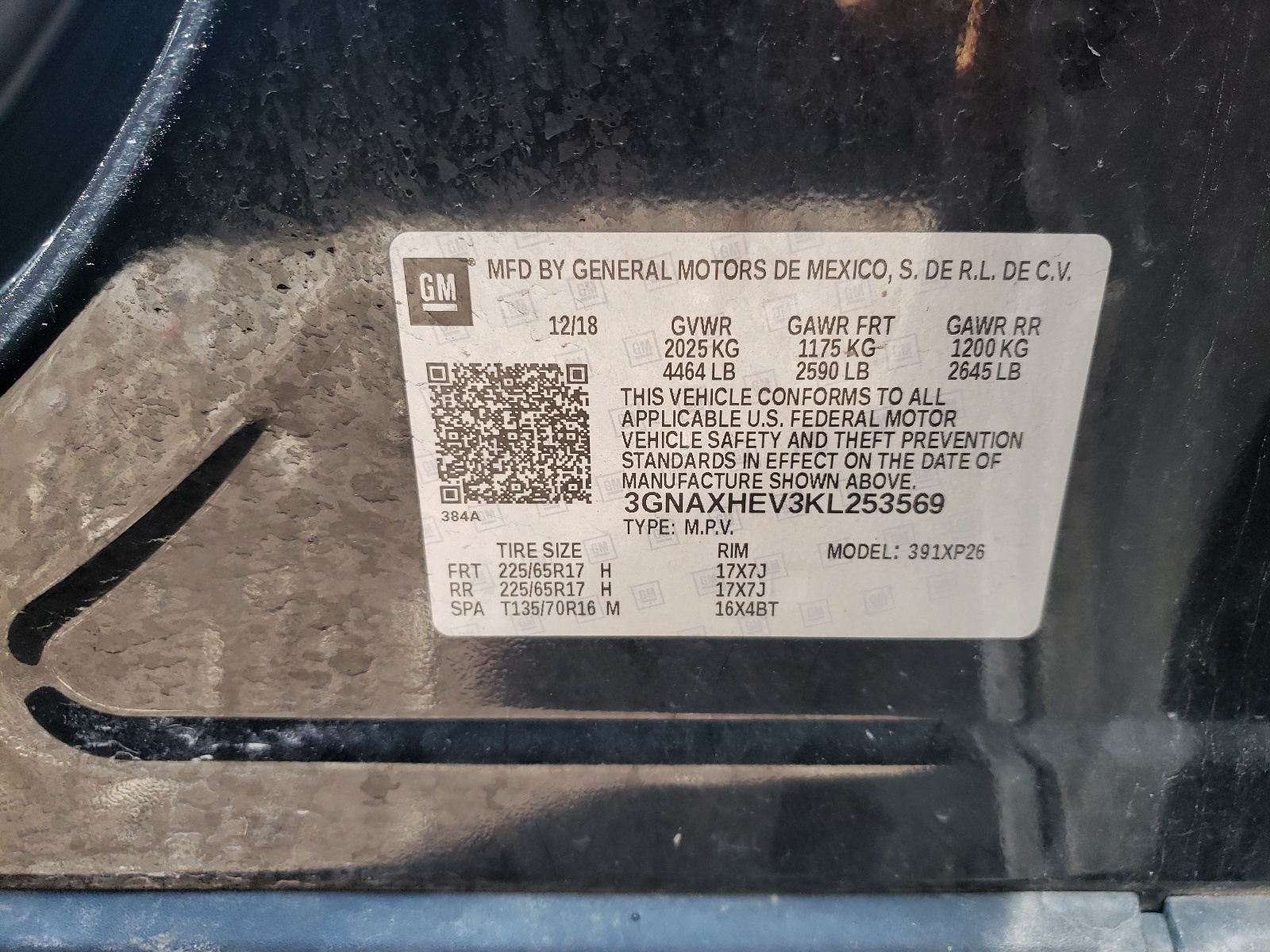 3GNAXHEV3KL253569 2019 Chevrolet Equinox Ls