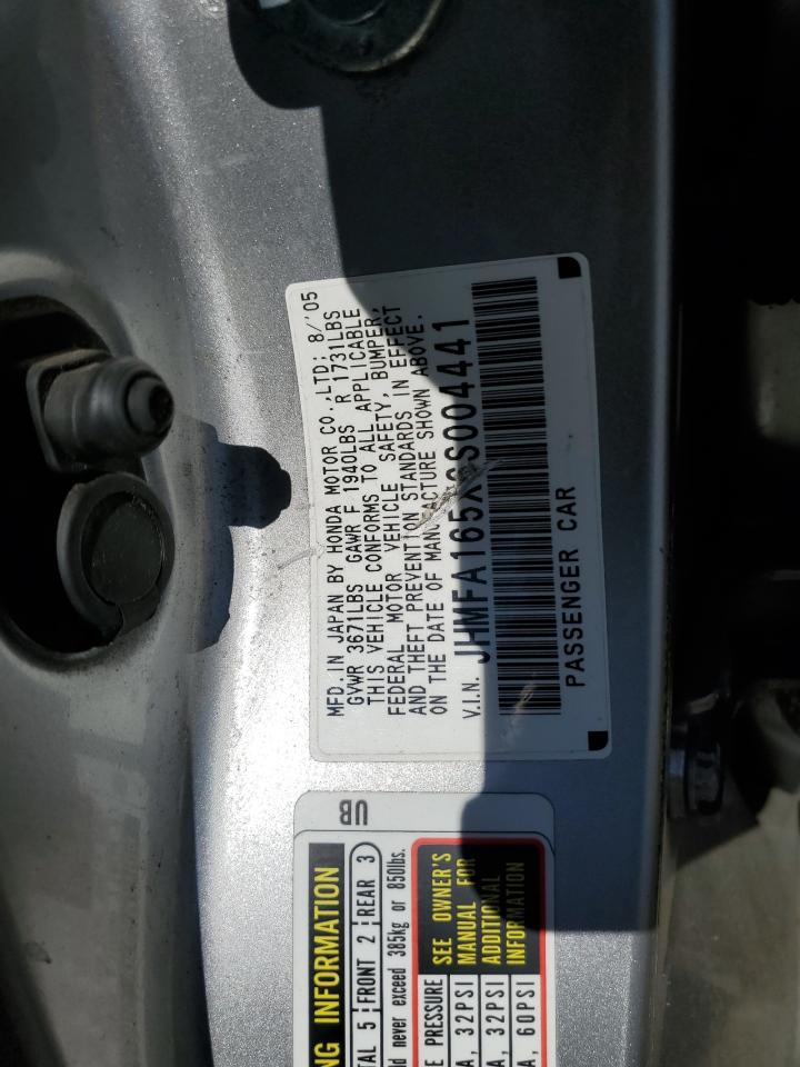 JHMFA165X6S004441 2006 Honda Civic Lx
