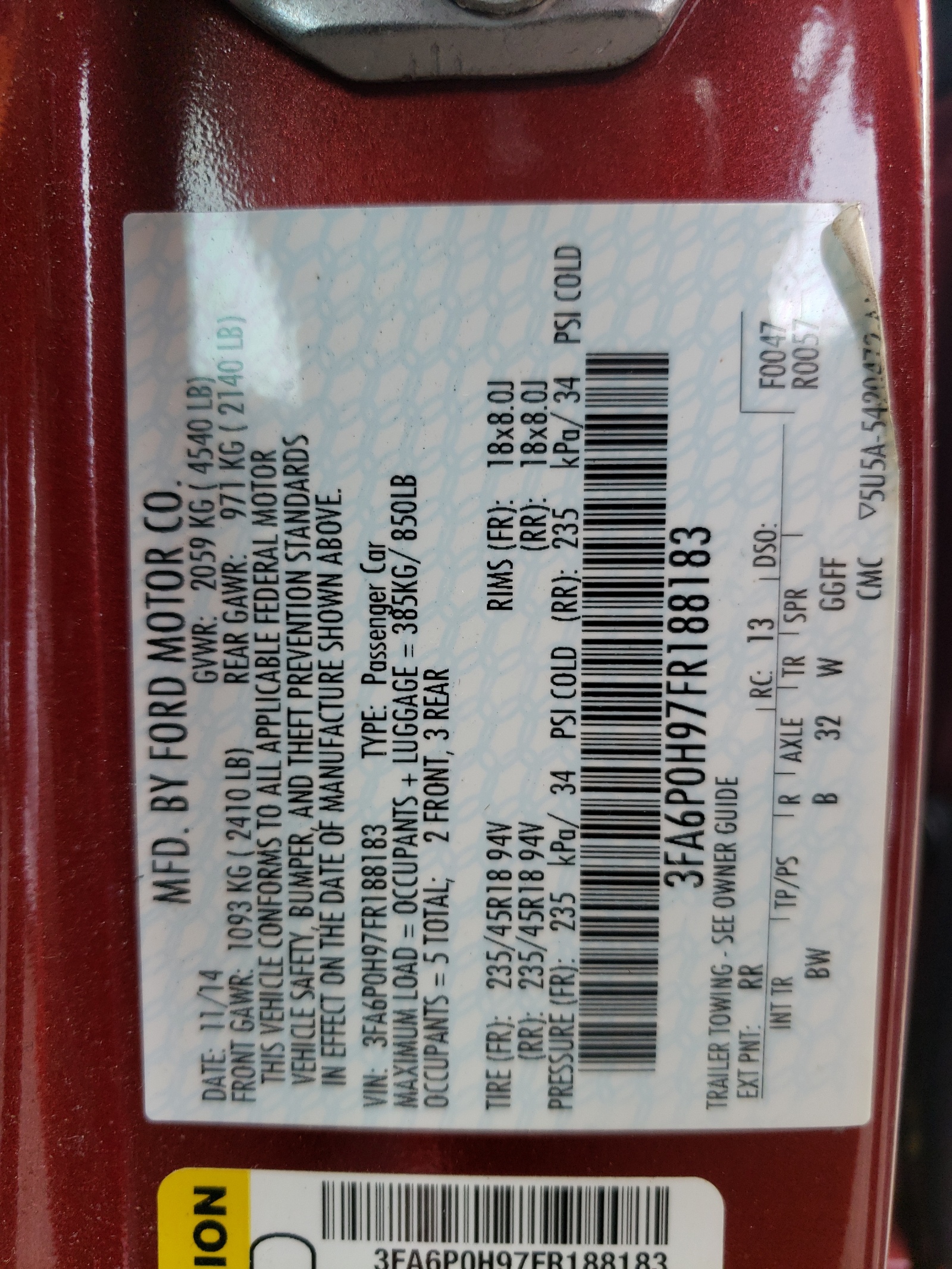 3FA6P0H97FR188183 2015 Ford Fusion Se