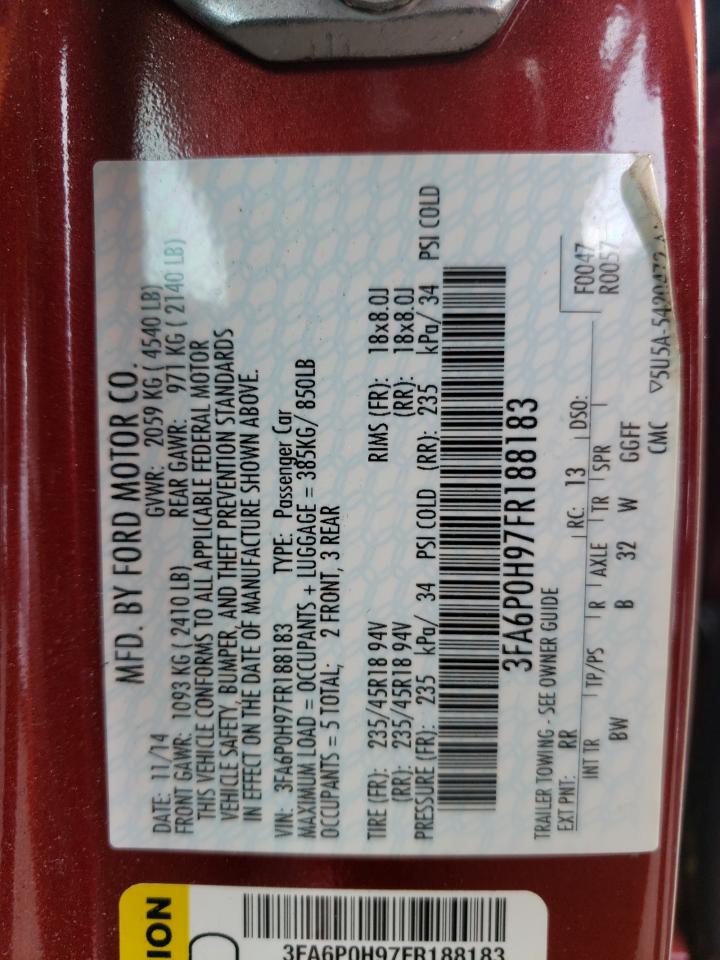 2015 Ford Fusion Se VIN: 3FA6P0H97FR188183 Lot: 60570854