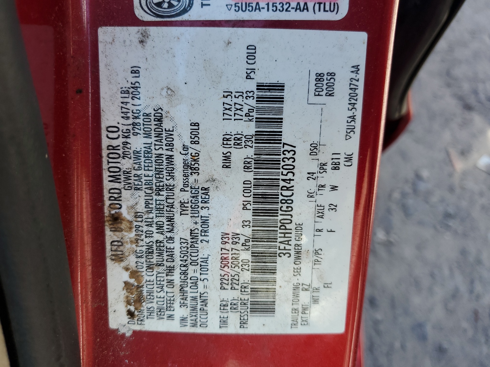 3FAHP0JG8CR450337 2012 Ford Fusion Sel