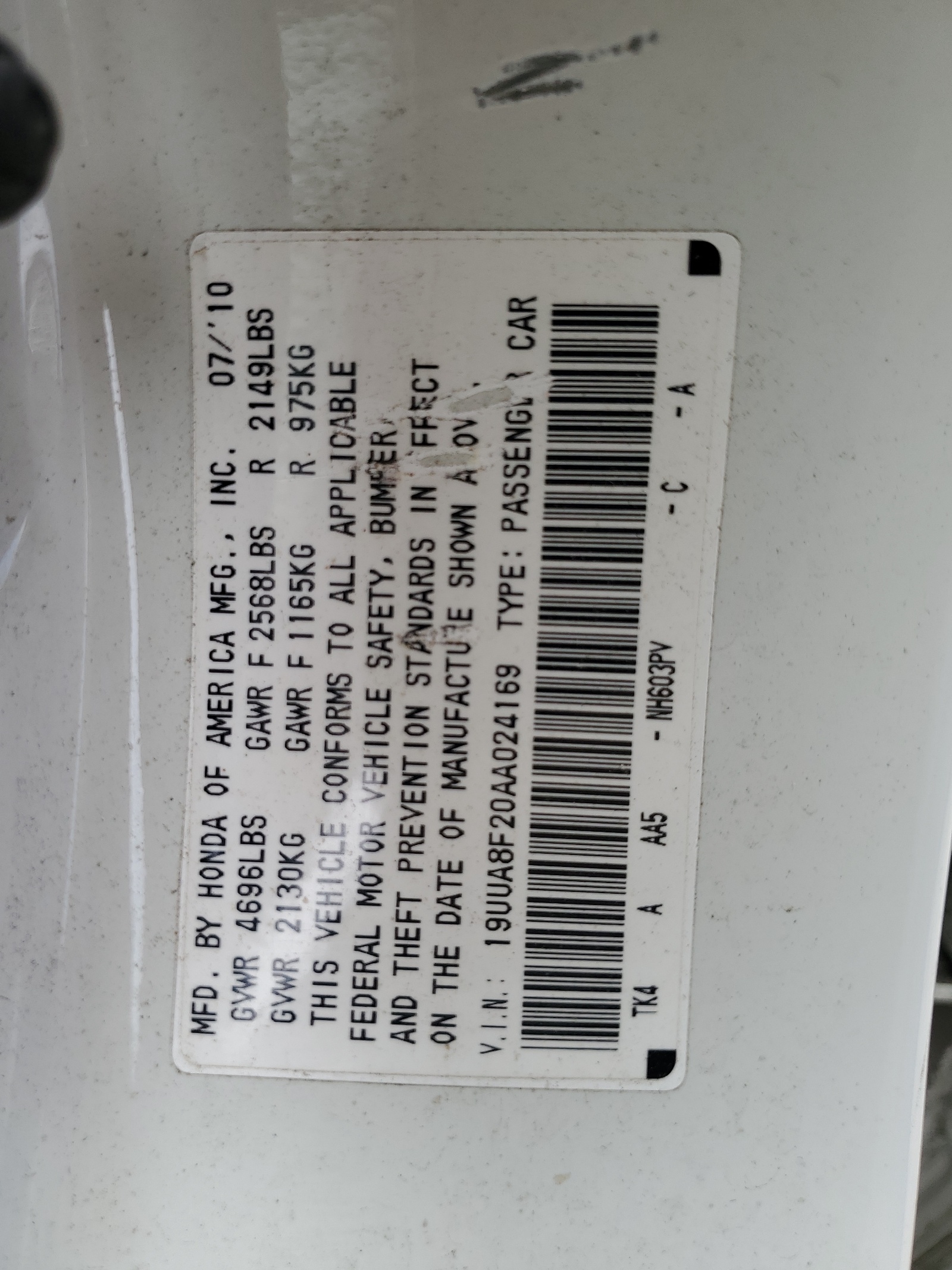 19UUA8F20AA024169 2010 Acura Tl