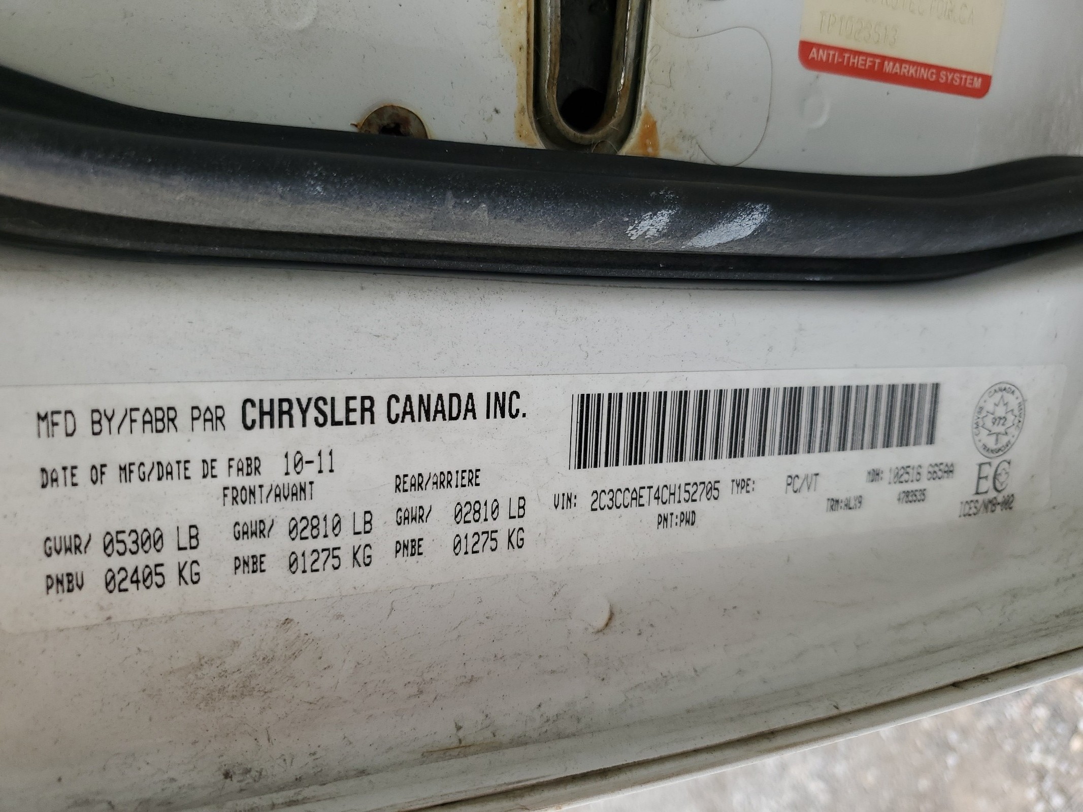 2C3CCAET4CH152705 2012 Chrysler 300C