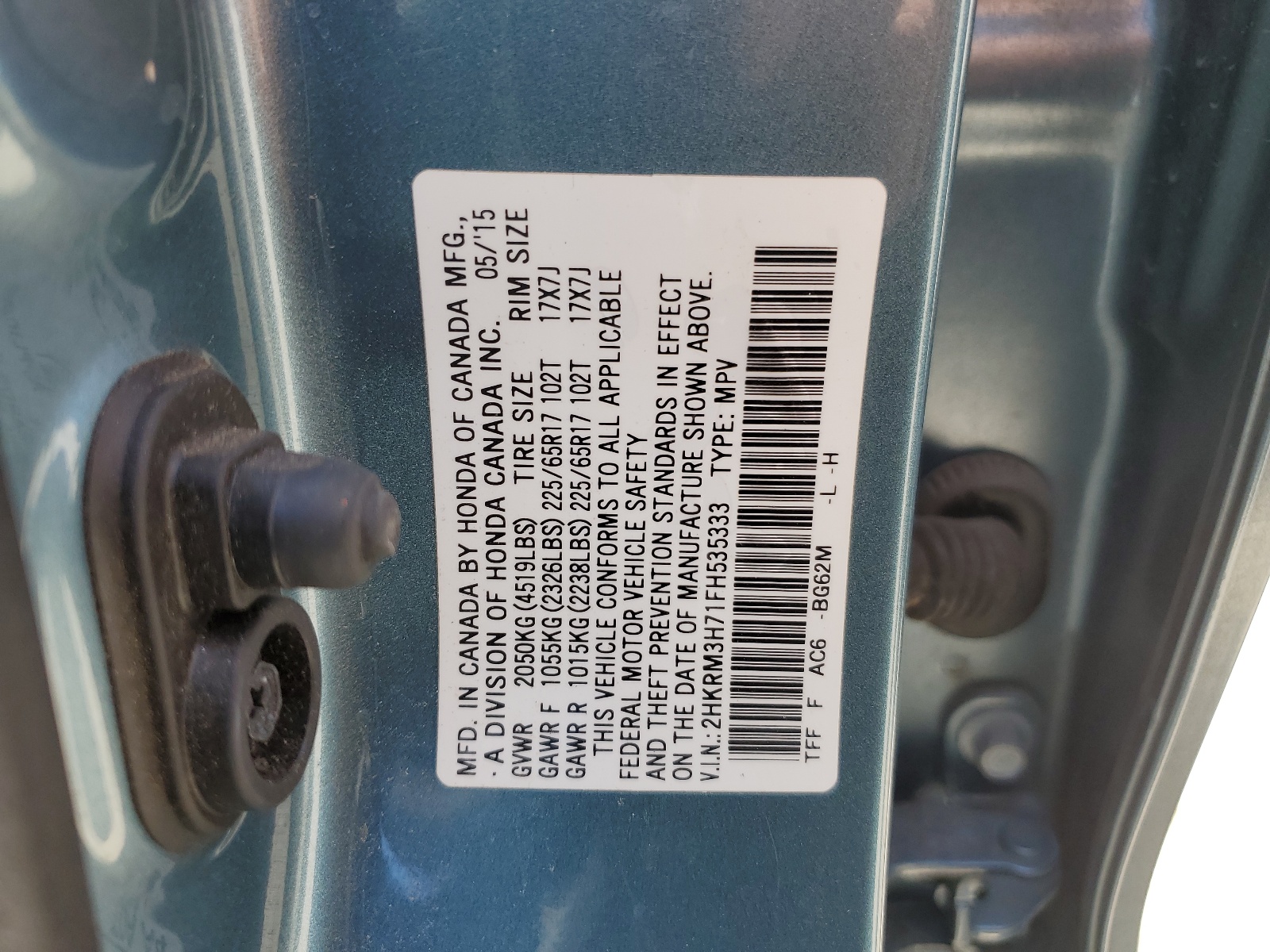 2HKRM3H71FH535333 2015 Honda Cr-V Exl