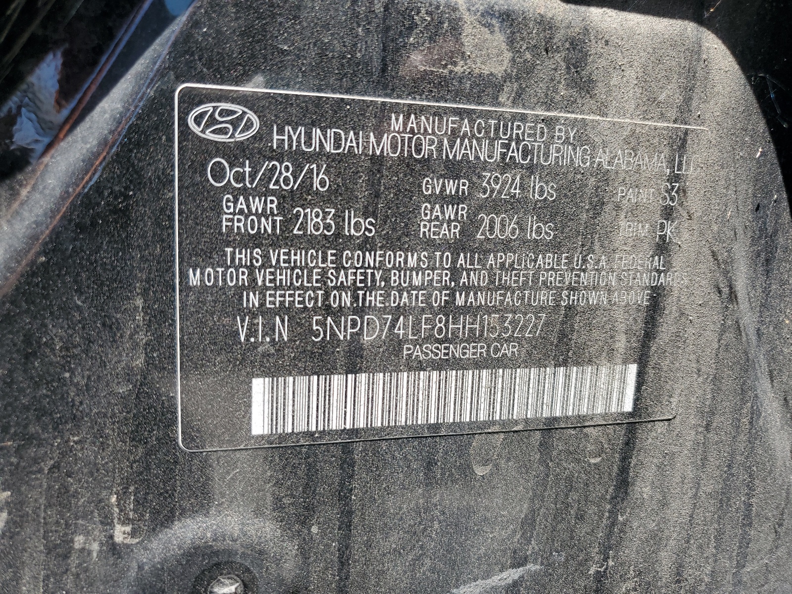 5NPD74LF8HH153227 2017 Hyundai Elantra Se