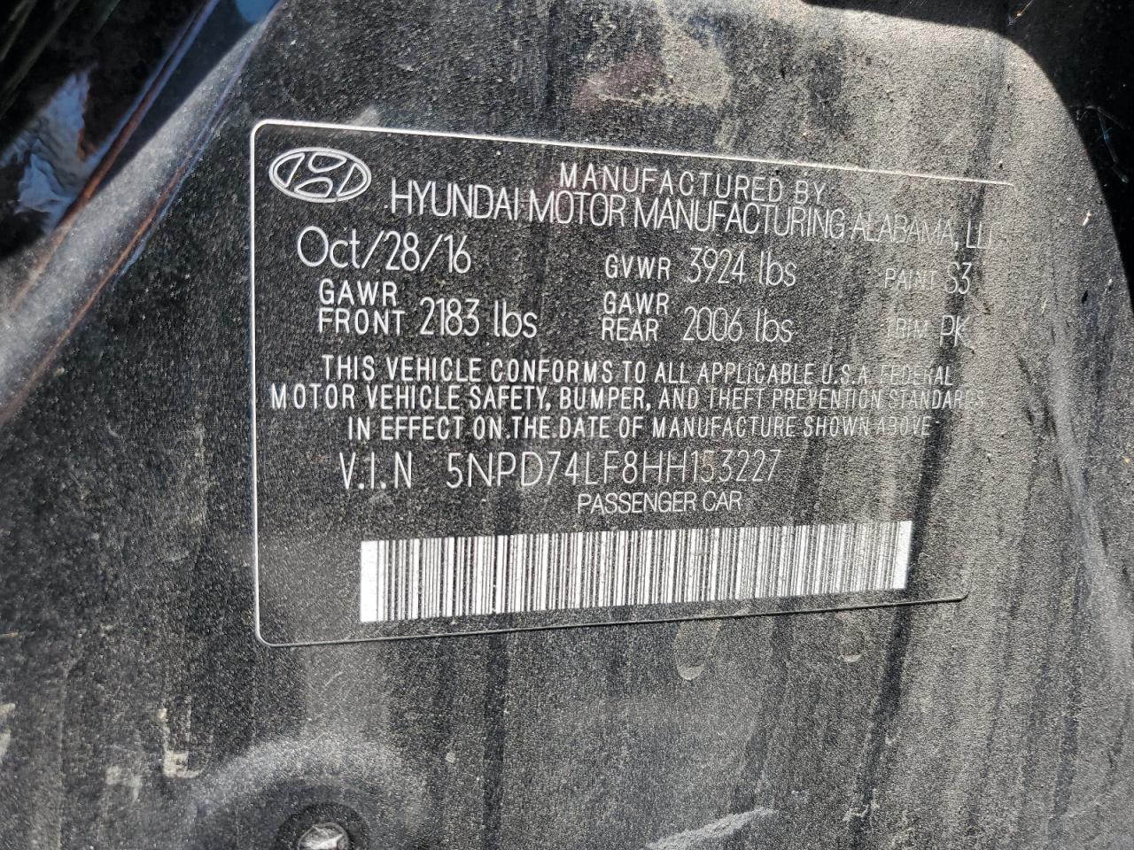 2017 Hyundai Elantra Se VIN: 5NPD74LF8HH153227 Lot: 58752904