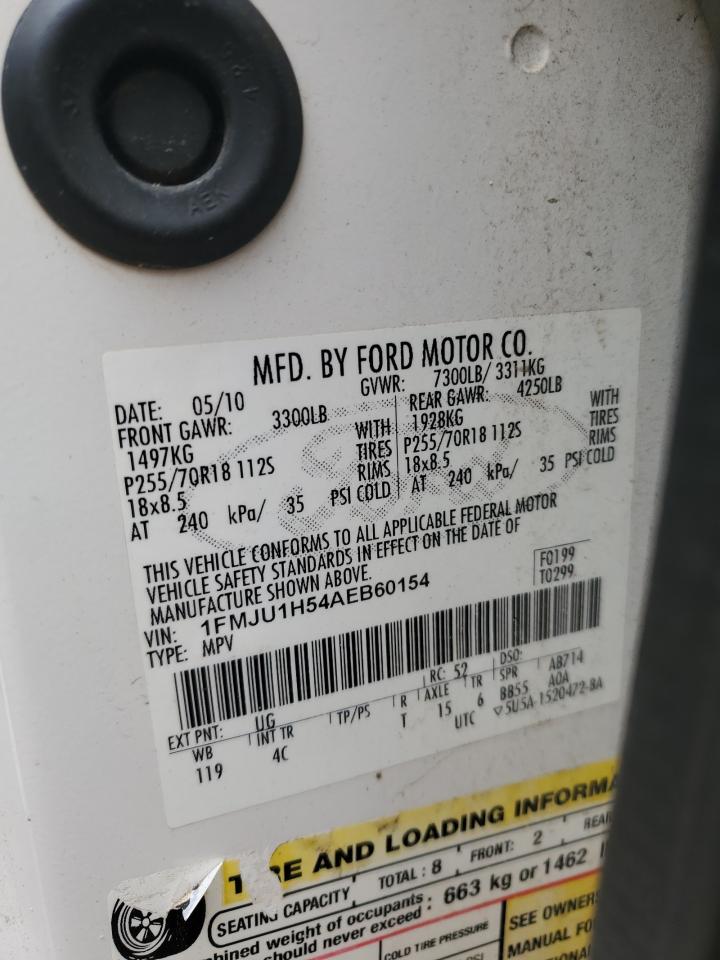 2010 Ford Expedition Eddie Bauer VIN: 1FMJU1H54AEB60154 Lot: 59356074