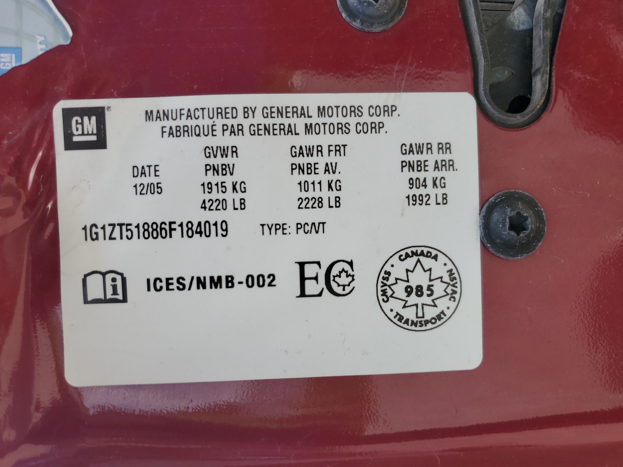 1G1ZT51886F184019 2006 Chevrolet Malibu Lt