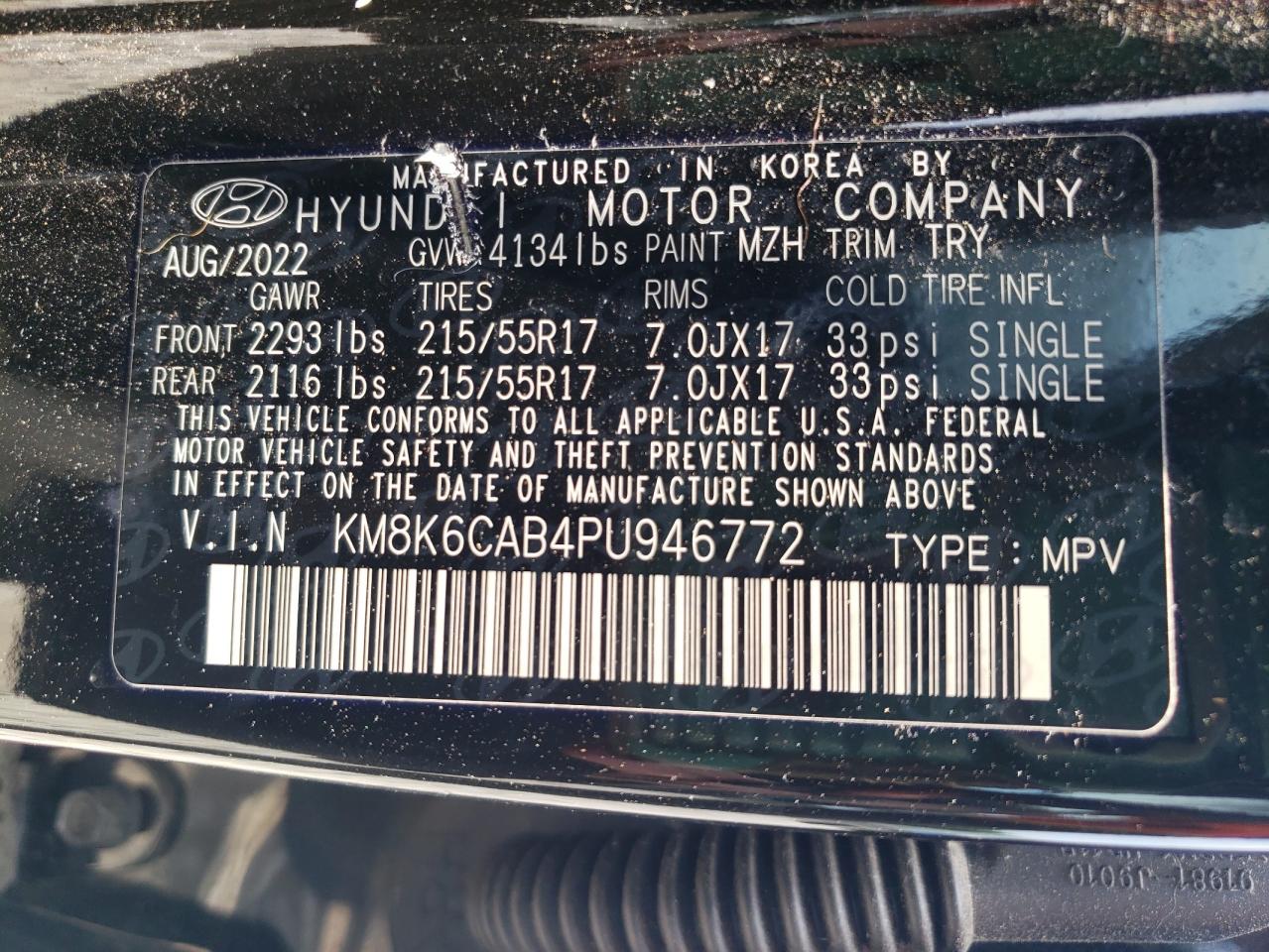 KM8K6CAB4PU946772 2023 Hyundai Kona Sel