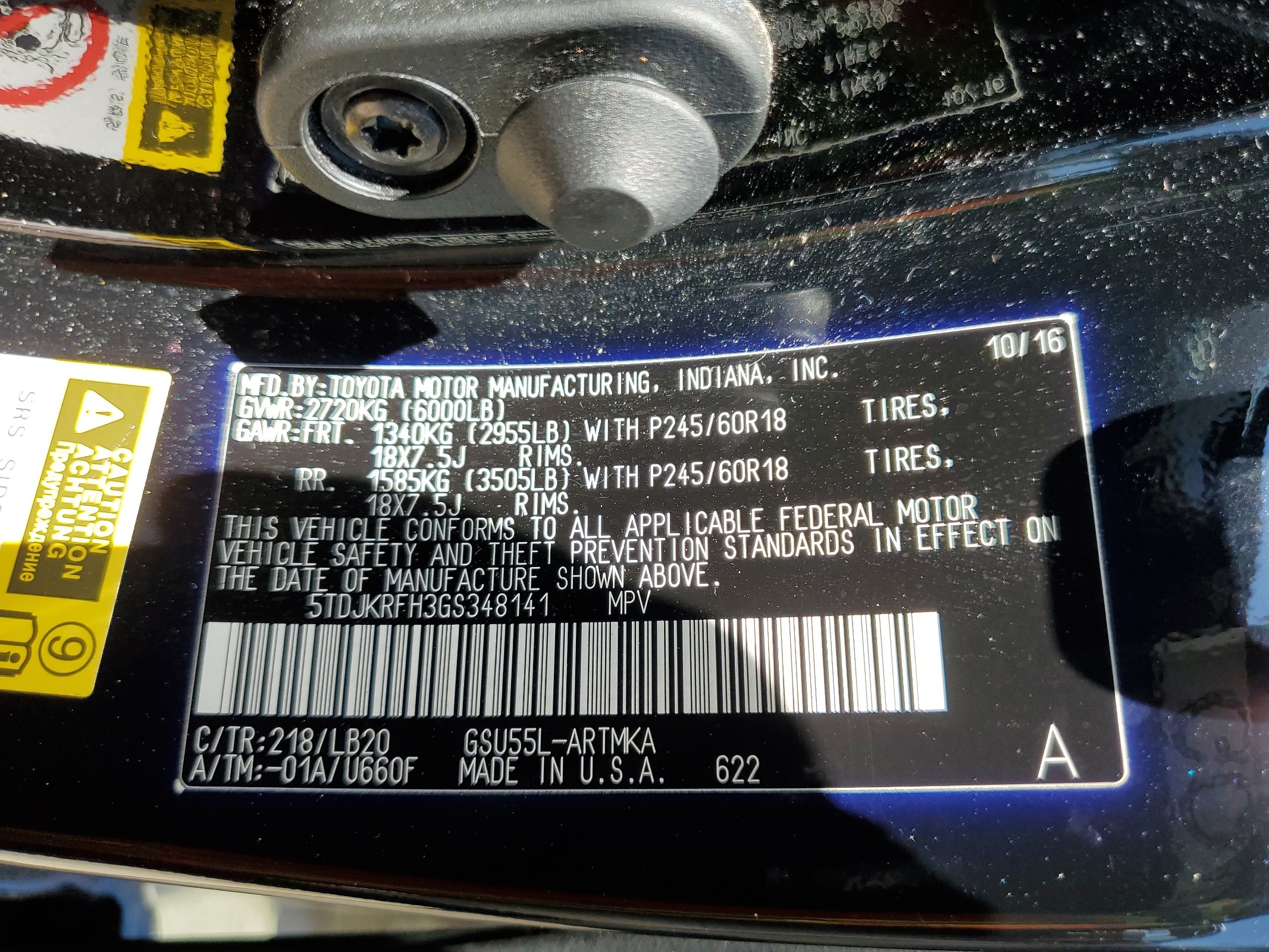 5TDJKRFH3GS348141 2016 Toyota Highlander Xle