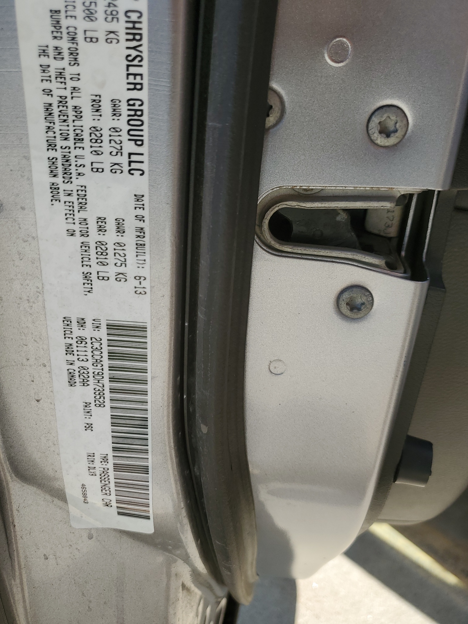 2C3CCAGT9DH739528 2013 Chrysler 300 S