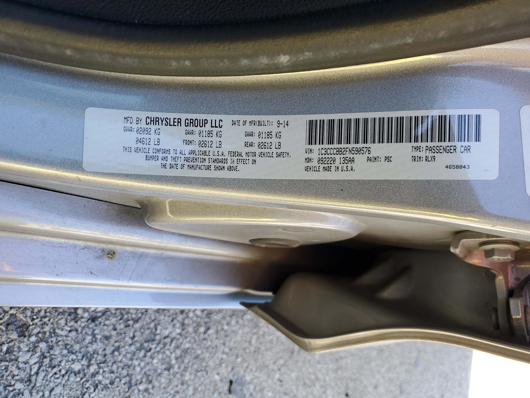 1C3CCCBB2FN590576 2015 Chrysler 200 S