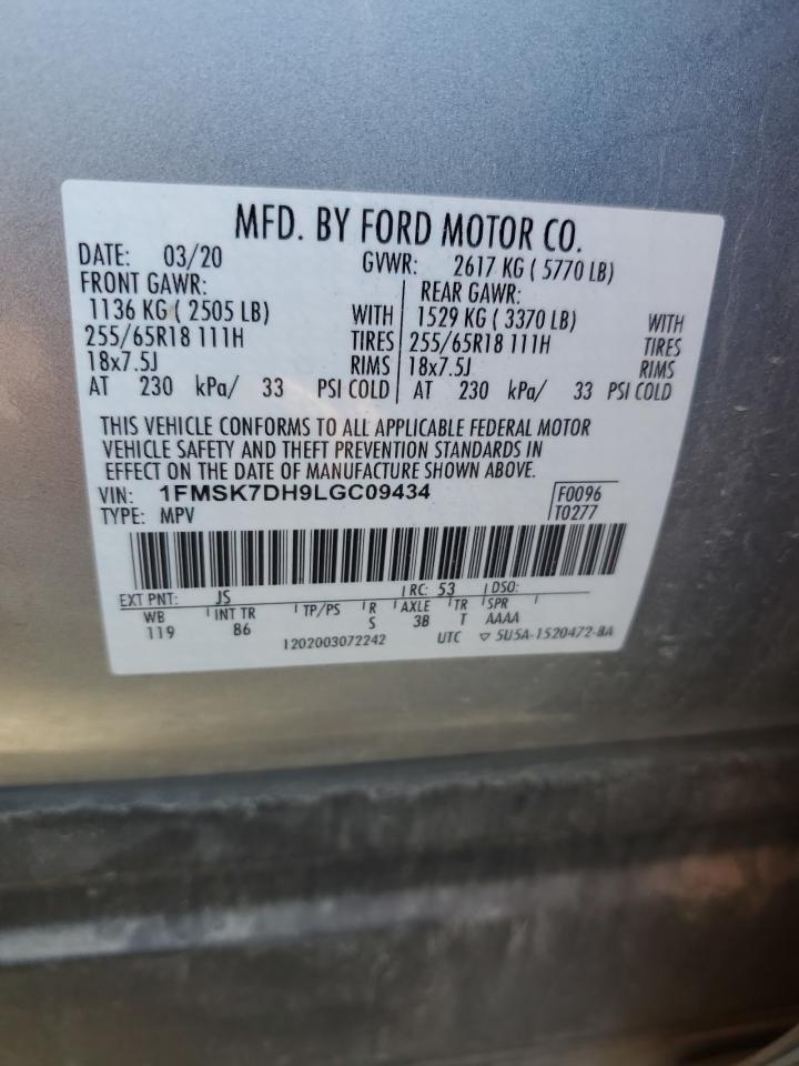 1FMSK7DH9LGC09434 2020 Ford Explorer Xlt