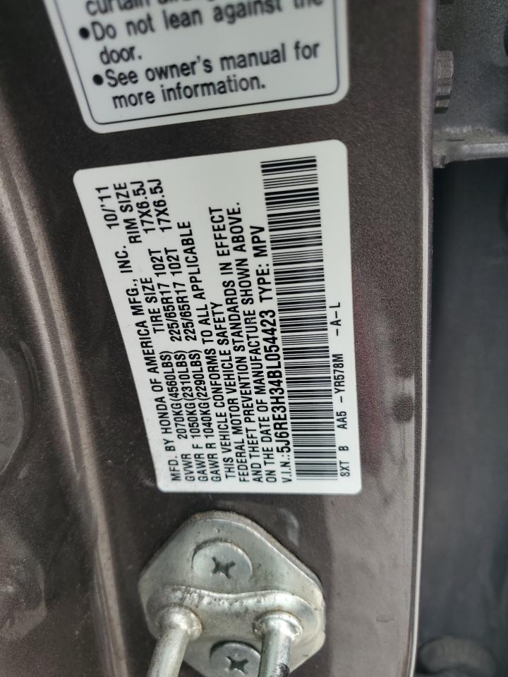 2011 Honda Cr-V Lx VIN: 5J6RE3H34BL054423 Lot: 58611684