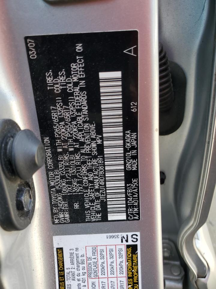 2007 Toyota 4Runner Sr5 VIN: JTEZU14R078081891 Lot: 60485354