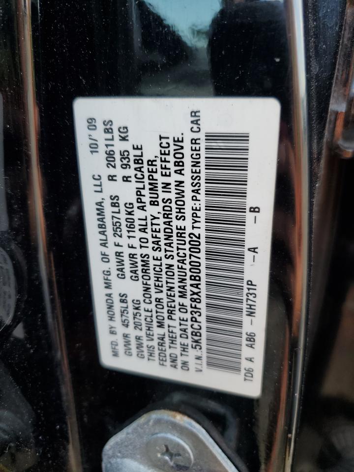 5KBCP3F8XAB007002 2010 Honda Accord Exl