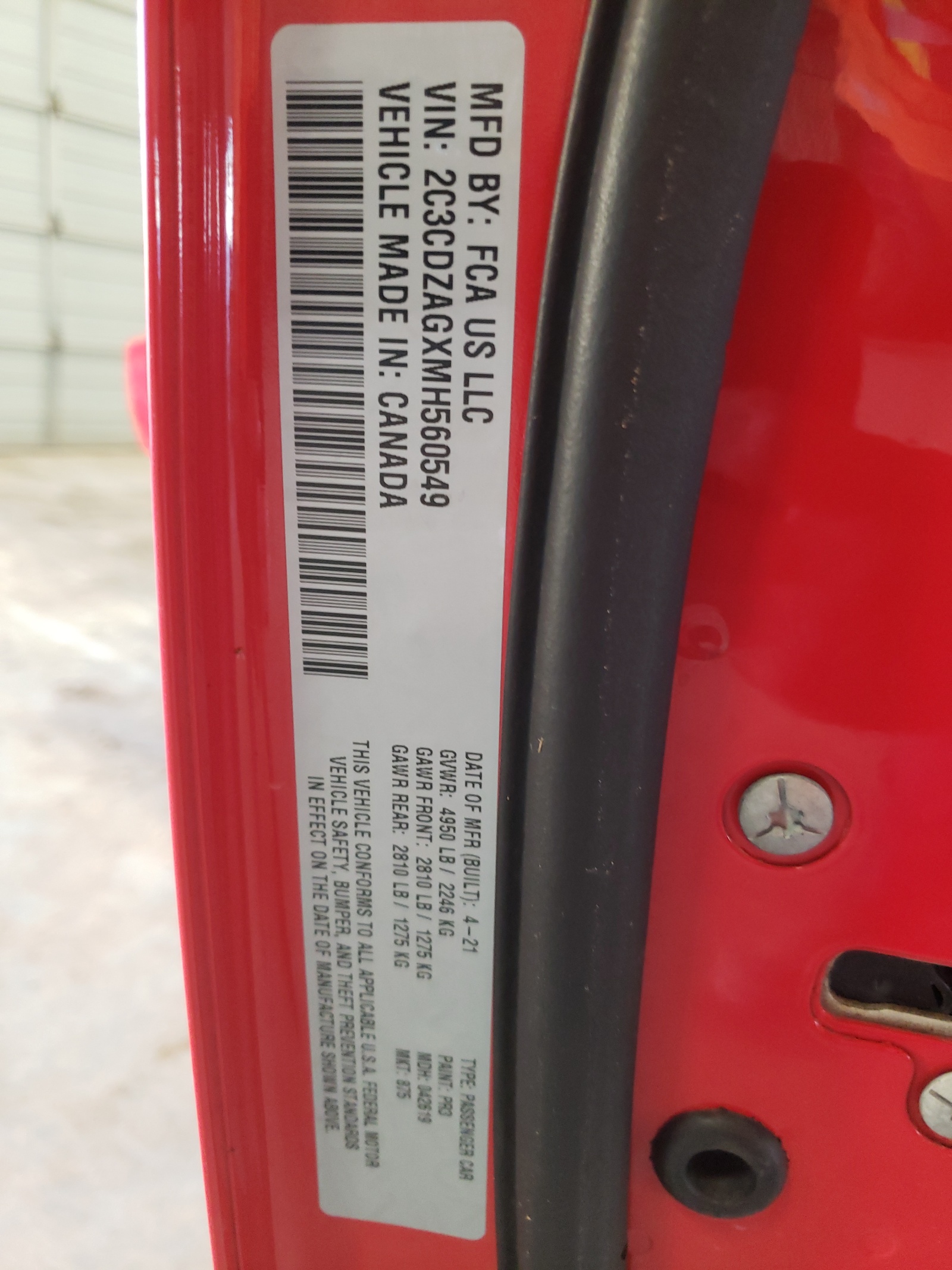 2C3CDZAGXMH560549 2021 Dodge Challenger Sxt