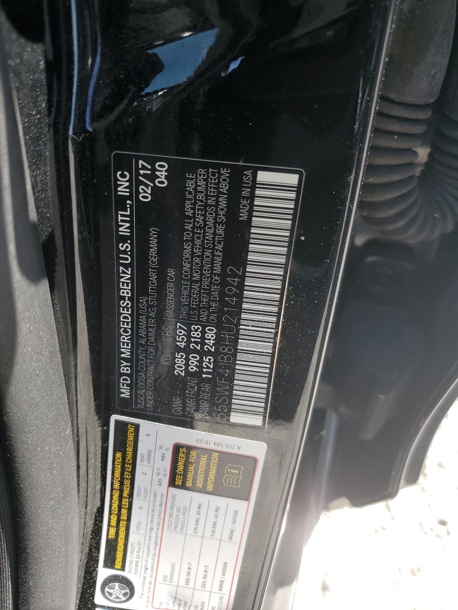 55SWF4JB8HU214942 2017 Mercedes-Benz C 300