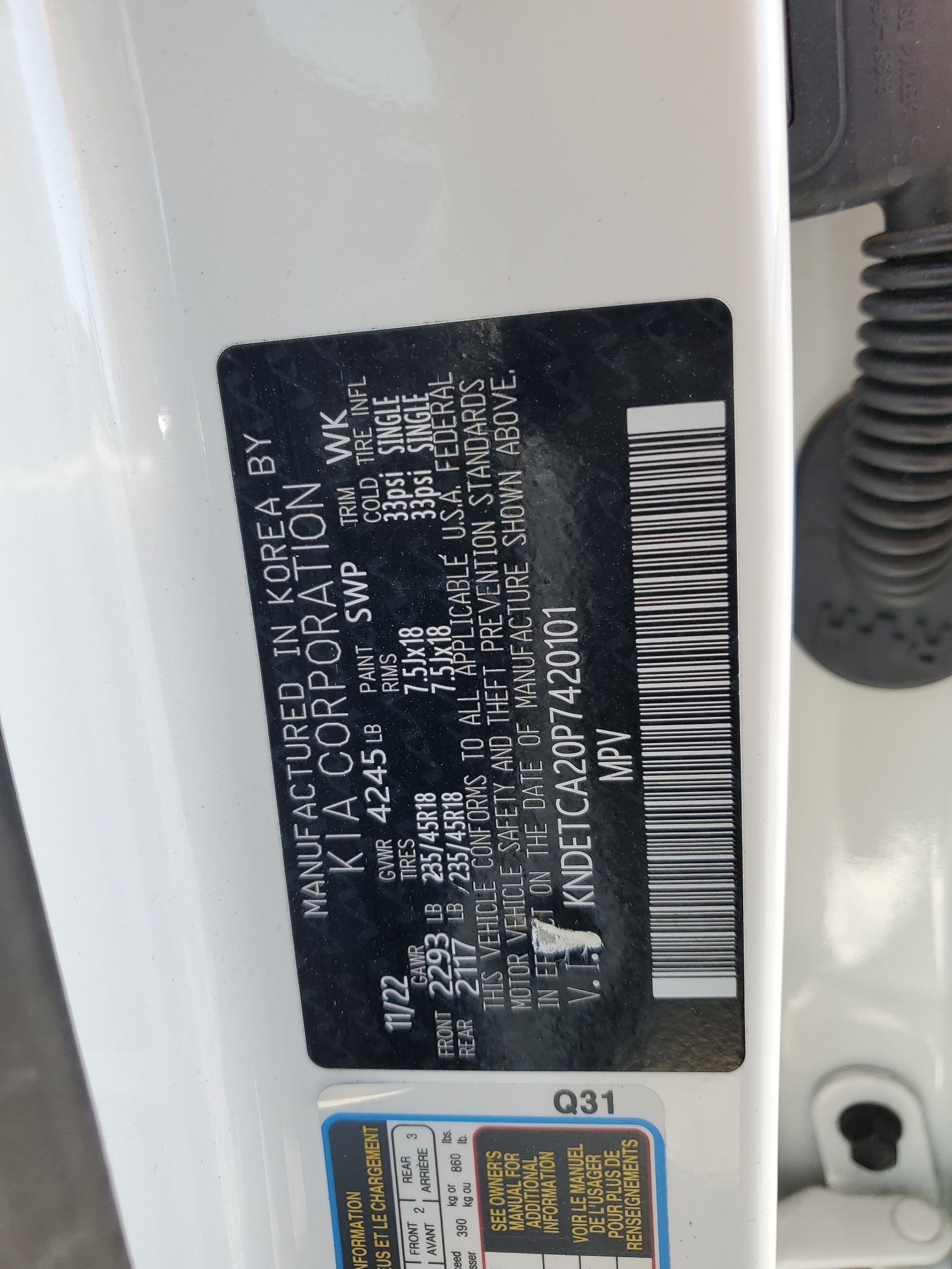 KNDETCA20P7420101 2023 Kia Seltos Sx