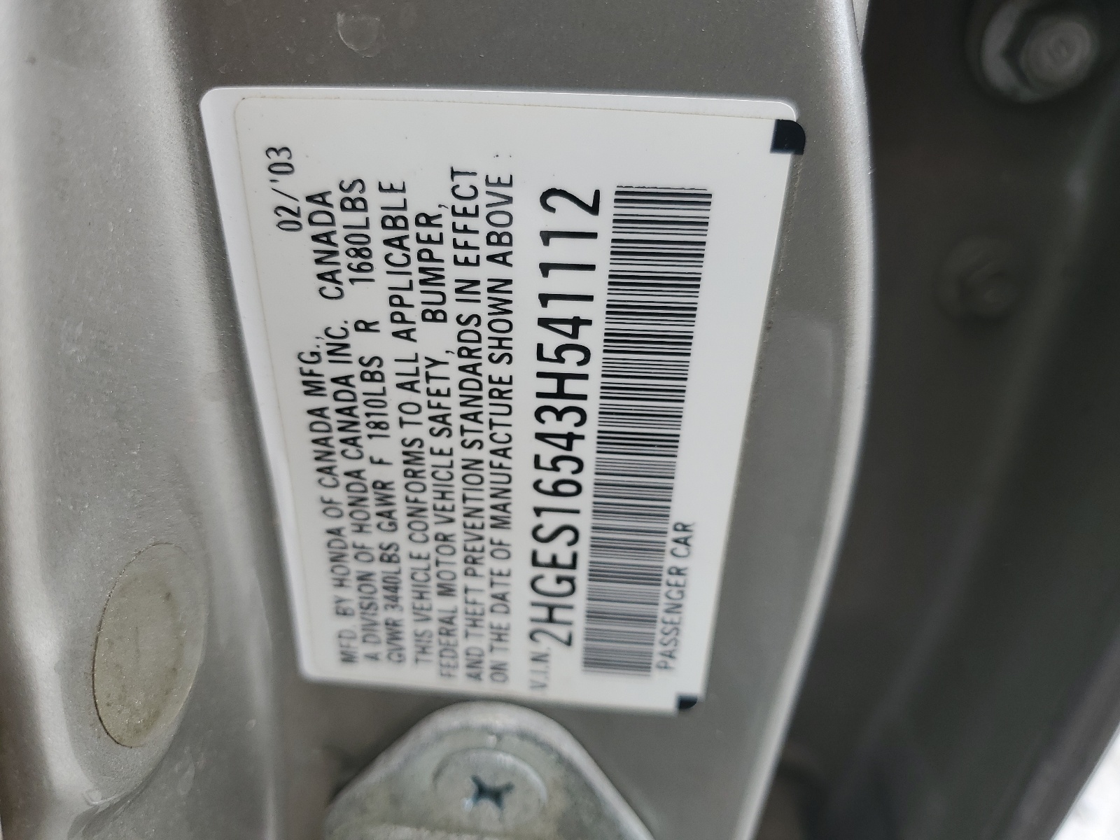 2HGES16543H541112 2003 Honda Civic Lx