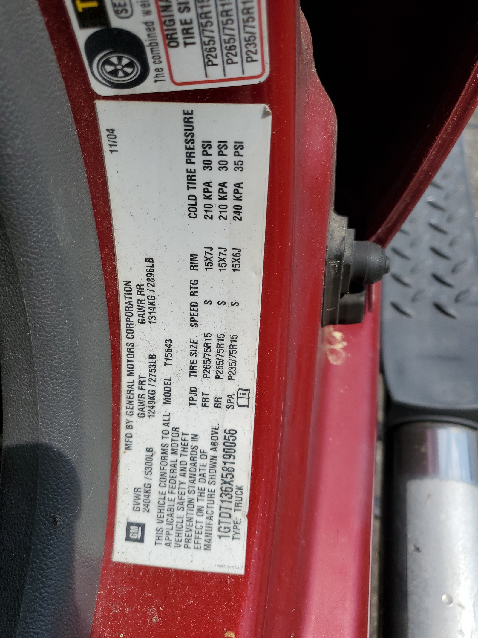 1GTDT136X58190056 2005 GMC Canyon