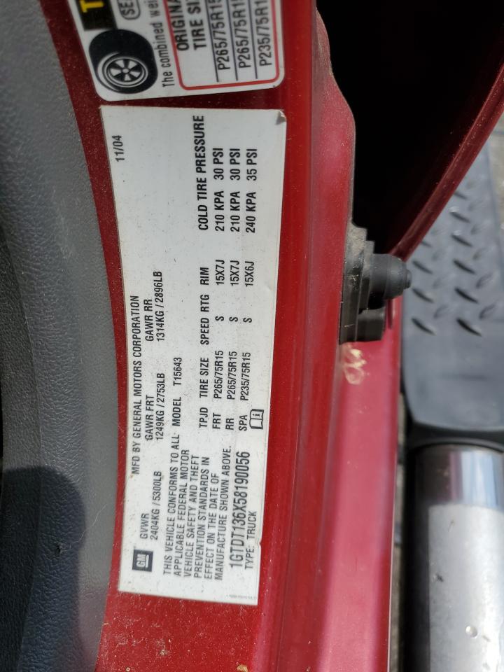 2005 GMC Canyon VIN: 1GTDT136X58190056 Lot: 58383804