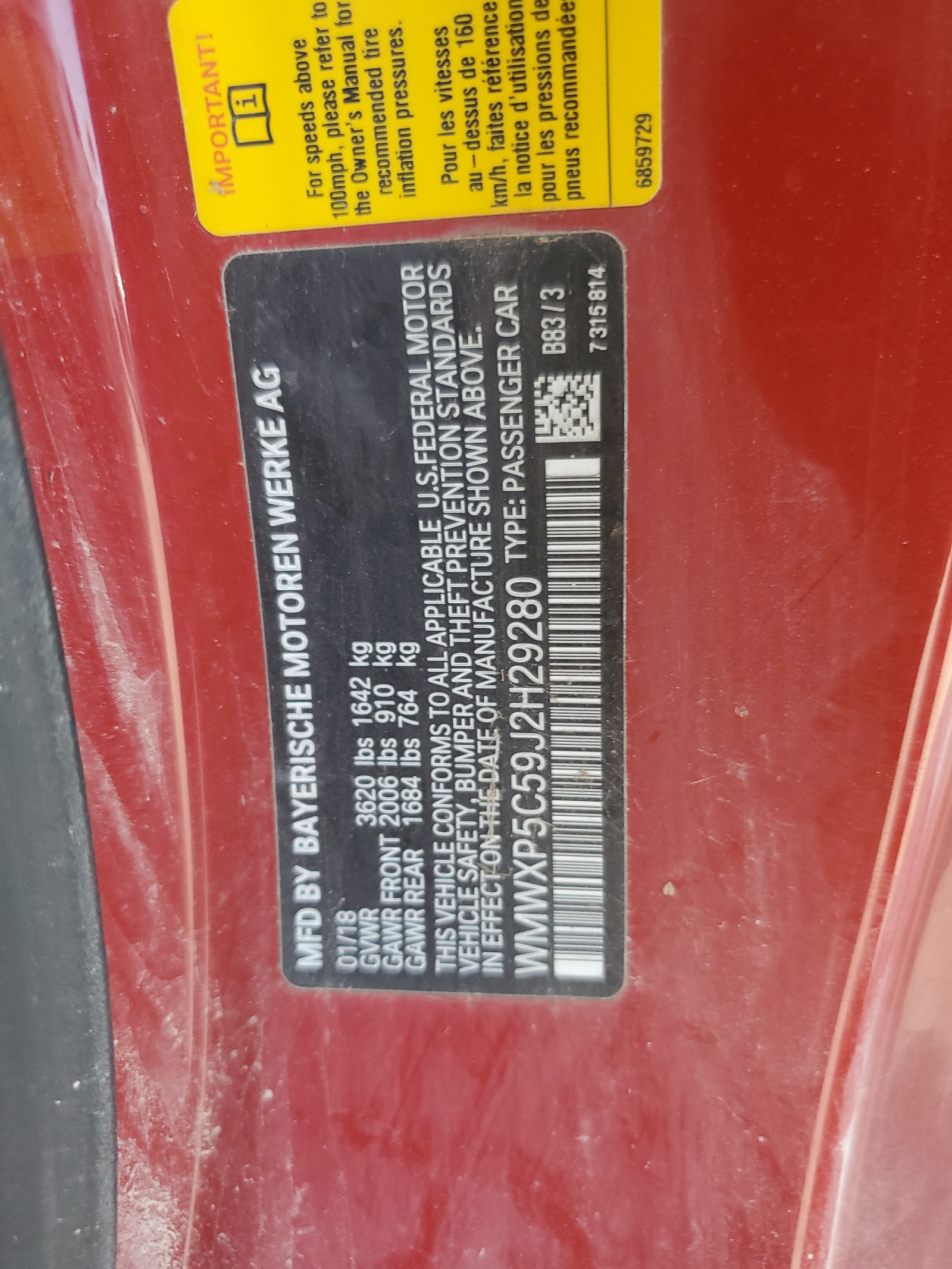 WMWXP5C59J2H29280 2018 Mini Cooper