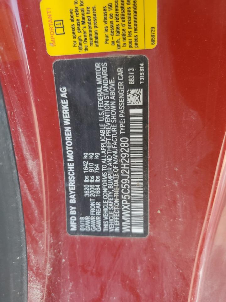 2018 Mini Cooper VIN: WMWXP5C59J2H29280 Lot: 59963194