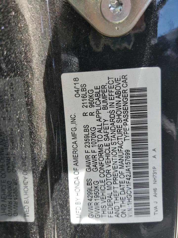 1HGCV1F42JA157699 2018 Honda Accord Ex