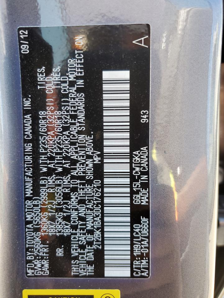 2013 Lexus Rx 350 Base VIN: 2T2BK1BA3DC176210 Lot: 58557224