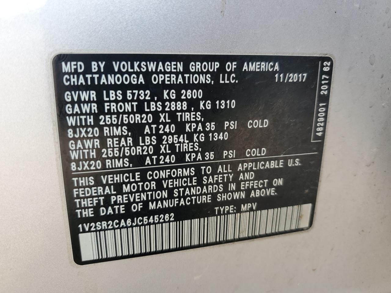 1V2SR2CA6JC545262 2018 VOLKSWAGEN ATLAS - Image 15