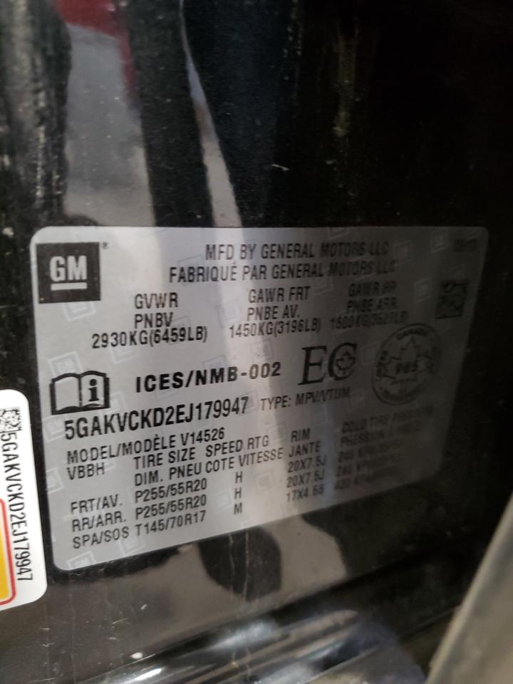 2014 Buick Enclave VIN: 5GAKVCKD2EJ179947 Lot: 60662934