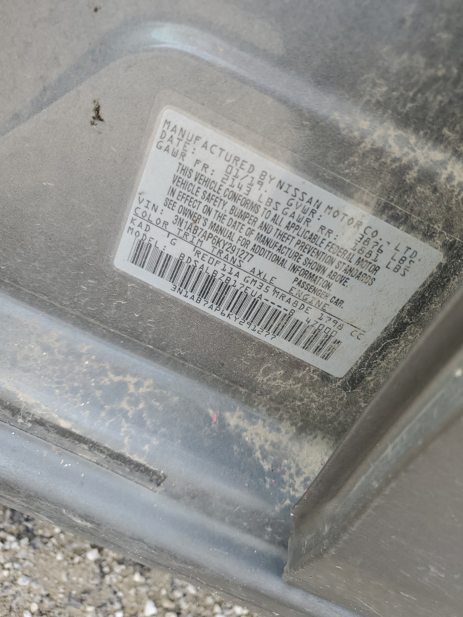 3N1AB7AP6KY291277 2019 Nissan Sentra S