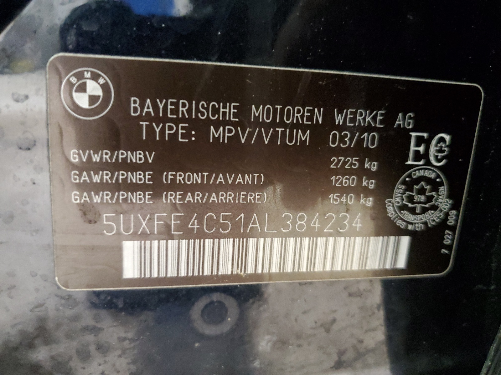 5UXFE4C51AL384234 2010 BMW X5 xDrive30I