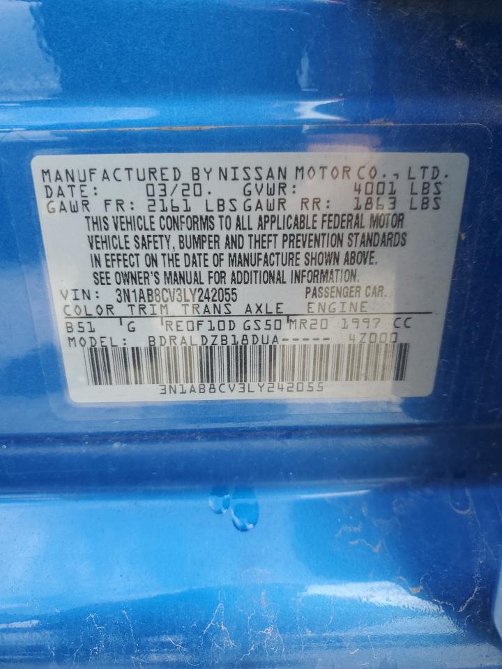 2020 Nissan Sentra Sv VIN: 3N1AB8CV3LY242055 Lot: 58023914